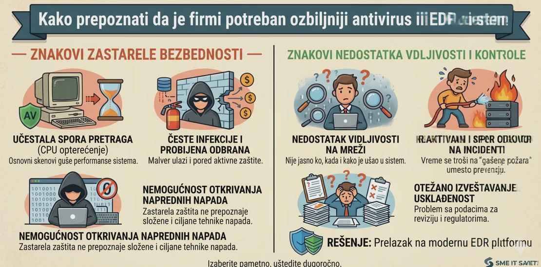 Kako prepoznati da je firmi potreban ozbiljniji antivirus ili EDR sistem