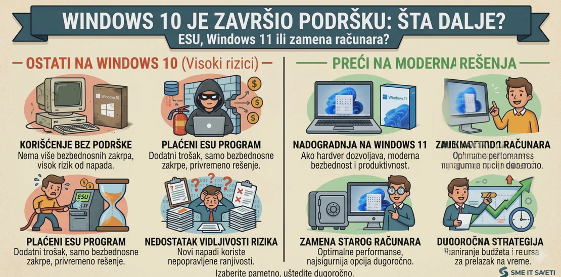 Windows 10 je završio podršku: ESU, Windows 11 ili zamena računara?