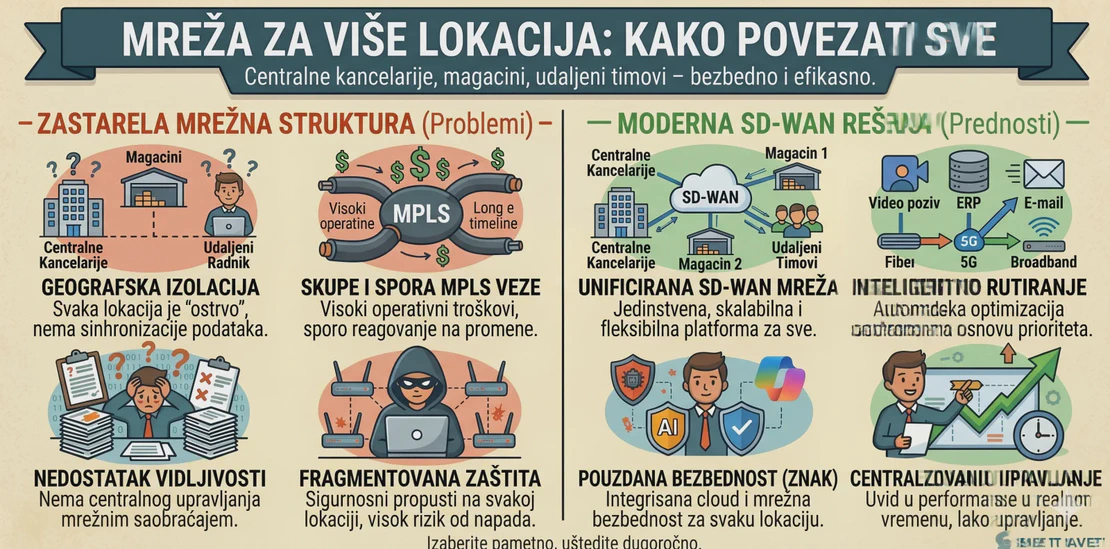 Mreža za više lokacija: kako povezati kancelarije, magacine i udaljene timove